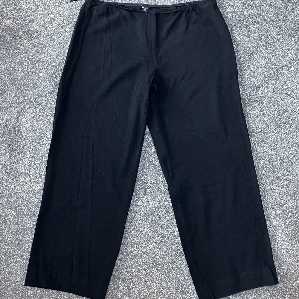 Eileen Fisher Size Large Black Wide Leg‎ Stretch Pants Slip On